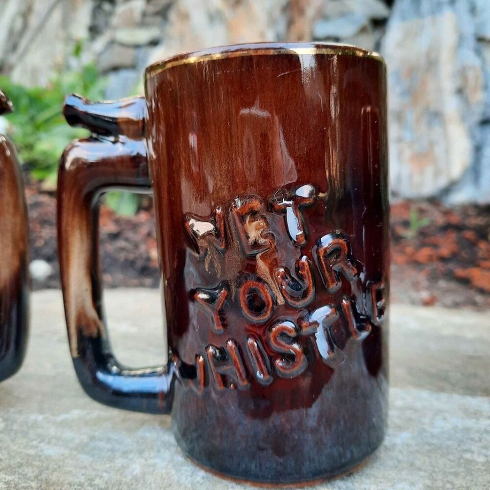 Vintage Set of 5 'Vintage Wet Your Whistle/Whistle for your Beer' Mugs